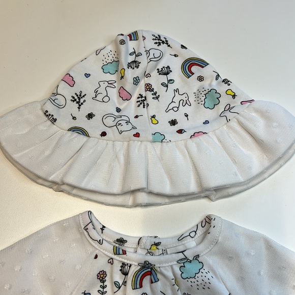 Starting Out 3PC Rainbow Doodle Set, Shirt, Bloomers, & Hat, Mesh Accents, NWT! - Picture 3 of 6